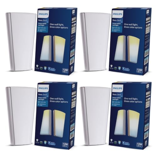 Image of Philips 12W 3 Colours in 1 Decorative Wall Light | Neos Silver Scene Switch Wall Light for Decoration | Colour : Tunable White, Pack of 4