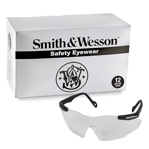 Smith and Wesson Safety Glasses (19799), Magnum 3G Safety Eyewear, Clear Lenses with Black Frame, 12 Units / Case