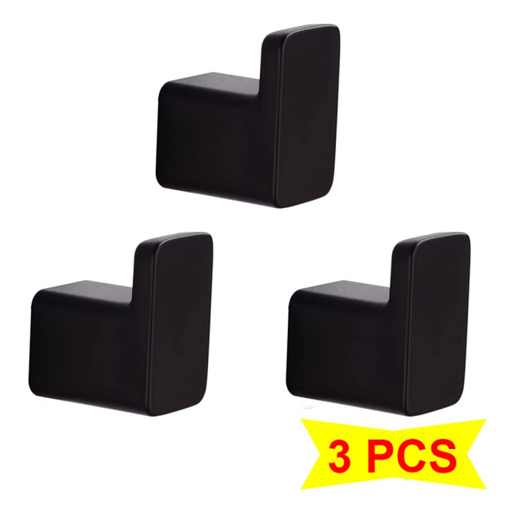 Robe Hooks Black Aluminium Handtuchhaken Badezimmer Wand Kleiderbügel Vintage Square Base Badezimmerzubehör Set Dekorativ, 3 Haken