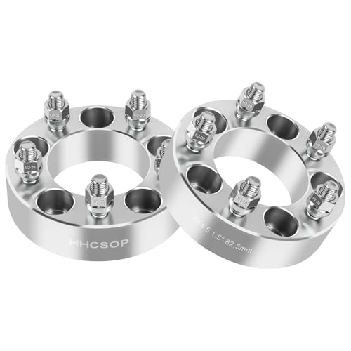 HHCSOP 5x4.5 Wheel Spacers 1.5 inch Compatible with Ford Mustang Ranger Explorer Edge Crown Victoria Jeep Wrangler Liberty Cherokee Comanche, 2PCS 5x114.3 Wheel Adapter Bore 82.5mm & 1/2x20 Studs