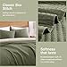 WRENSONGE Queen Quilt-3 Pieces Lightweight Bedspreads Olive Green Queen Size Quilt Bedding Set for All Seasons, Soft Summer Coverlet with 2 Pillow Shams Suitable for Bed & Couch
