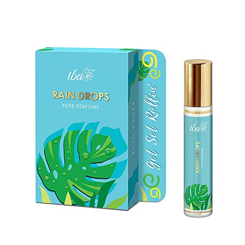 Iba Pure Perfume – Rain Drops 10 ml, Premium Long Lasting Aqua Fragrance For Women l Skin Friendly Fresh Perfume for Everyday Fragrance | Alcohol Free l Vegan & Cruelty Free