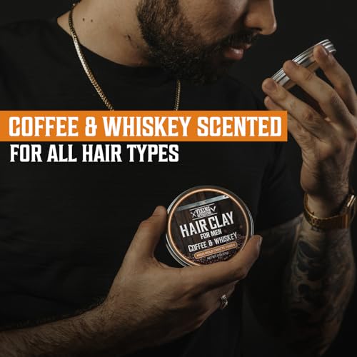 Image of Viking Revolution Coffee & Whiskey Hair Clay for Men - Matte Finish, Texturizing Clay Pomade for Men with Jojoba Oil and Vitamin E - Effortless Hair Styling Cream - Strong Hold, Natural Finish (2 oz)