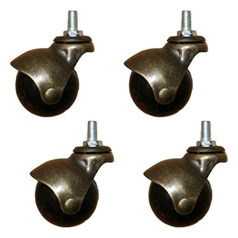 Castors Ball Swivel Caster Wheels 48mm Furniture Replacement Wheels,Heavy Duty 360 Degree Rotating Antique Castor,Threaded Stem High 15mm,Load Capacity 120kg,Pack of 4(M8) Cover
