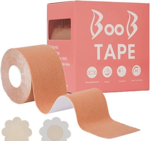 HINSHOZ Boob Tape, Boob Tape for Breast Lift Bob Tape for Strapless Dress for Women Nipple Tape for Women Lifting Body Tape-image-19