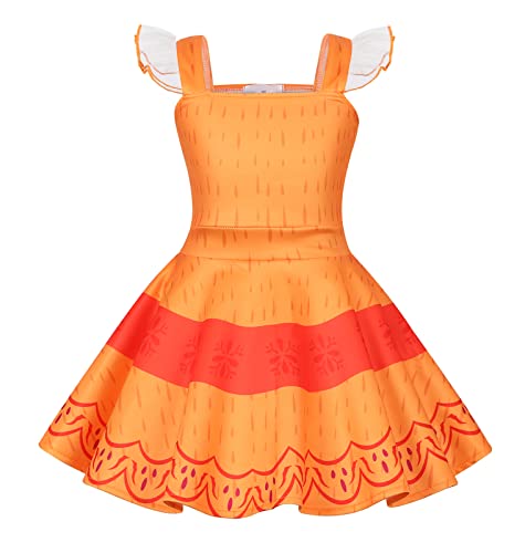 WonderBabe Mädchen Kostüm Halloween Cartoon Cosplay Kinder Chlid Pepa Kleid Party Outfit Orange Alter 7-8 Jahre Cover