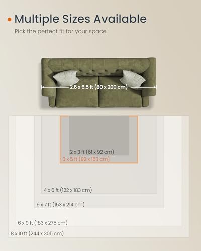 SONGMICS HOME Area Rug, 3x5 ft Rug for Bedroom, Non-Slip Carpet, Home Decor, for Living Room, Machine Washable, Boho Style, Sand Beige UTAR021L02