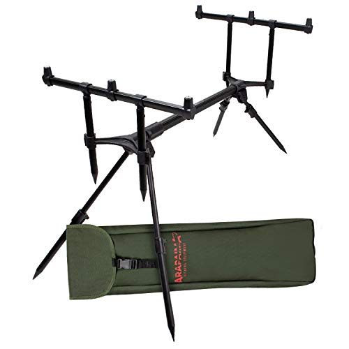 ARAPAIMA FISHING EQUIPMENT® Rod pod 'Lakeview' | Soporte de Cana de Pescar | Resto Telescópica de 3 Cana - Negro - 115 cm