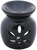 SouvNear 3.2” Aromatherapy Oil Diffuser Warmer Burner Tealight Holder Hand-Carved Black Ceramic for Fragrance - Home/Office/Bathroom/Mantel Decor - Housewarming Gifts