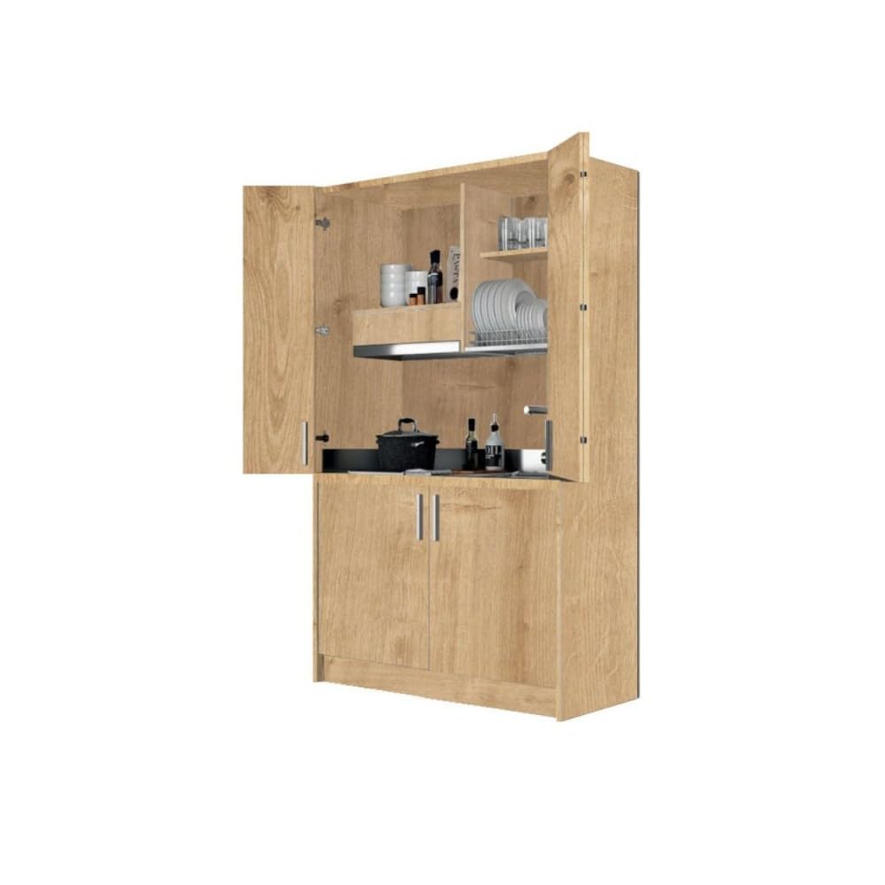 Cucina salvaspazio a scomparsa Fold Evolution colore rovere e elettrodomestici inclusi 125x62x208H