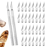 UYVPAER 2 Piezas Cuchillo De Panadero Con 30 Cuchillas, Cuchillo Para Cortar Pan, Cuchillo Para Baguettes, De Acero Inoxidable, Cuchilla Para Masa Con Funda Protectora De Plástico