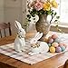 Hodao Spring Garden Patio Bunny Figurine Set (2pcs) The Perfect Accent for a Wonderful Garden-Easter Bunny Figurine Decor Outdoor Indoor Home Decorations (White)