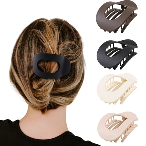 Flat Hair Clips for Women,Ergonomic Curved Hair Claw Clips for Thick Thin Curly Hair,Non Slip Grip Hair Claw Clips for Girls Pack of 4