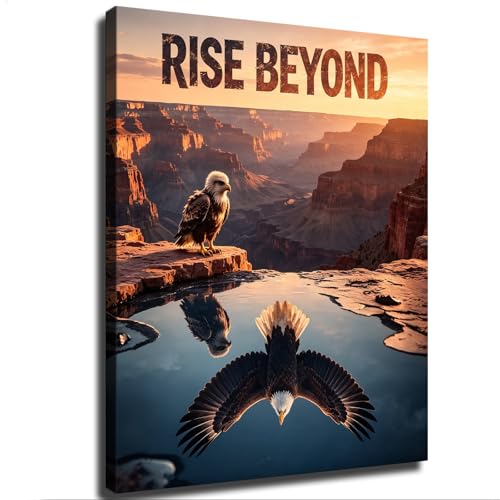 Rise Beyond Inspirational Bald Eagle Grand Canyon Sunset Reflection Canvas