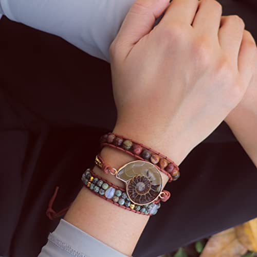 YGLINE Natural Stone Bracelet 5 Wraps Bracelet Handmade Blue Color Boho Bracelet for Women Bracelet