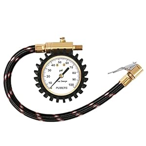 Tire Gauges for Tire Pressure 100psi with Clip On Chuck, Puibers 2â Dial Accuracy Analog Tire Pressure Gauge Good for Inflating Tires to Get Convenient Pressure Reading