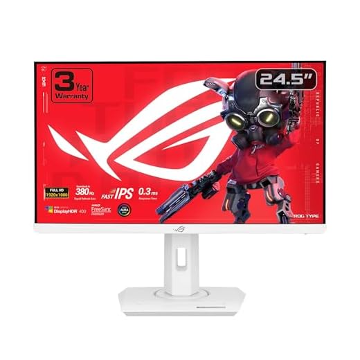 ASUS ROG Strix 25” (24.5-inch viewable) 1080P HDR Gaming Monitor (XG259QNG-W) - White, Full HD, 380Hz, 0.3ms, Fast IPS, Low Motion Blur Sync, FreeSync Premium, DisplayWidget, Ergonomic, 3 yr Warranty