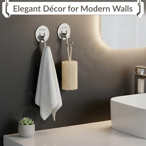Image of Plantex Wall Hanging Hook /Bath Towel Hook /Self Adhesive Round Robe Hooks for Kitchen /Bathroom /Stylish Home Decor Items - Pack of 4 (Chrome)