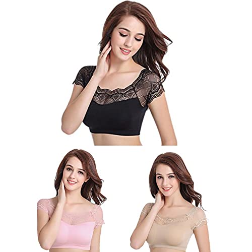 Image of DRESHOW Lace Bralette Tank Tops Wireless Bra Lace Crop Top Removeable Pads Yoga Sports Bra Undershirt for Women & Teens