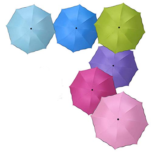 None Sun/Rain Folding Umbrella Magical Bloom Flower Fashion Exquisite Windproof Sunshade Outdoor Sports Camping Walk Travel Parasol Anti-UV Protection for Women Girls (Sky Blue)