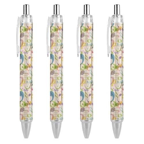 Stylos bille gel noir 0.5mm rétractables avec motifs de notes de musique | Lot de 2