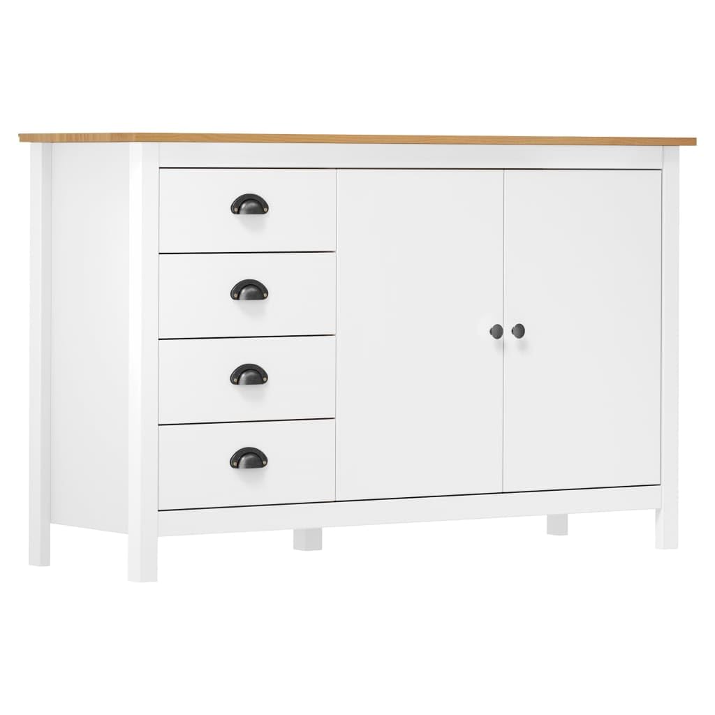 vidaXL Mesita de Noche Hill Madera Maciza de Pino Blanco 130x40x80 cm