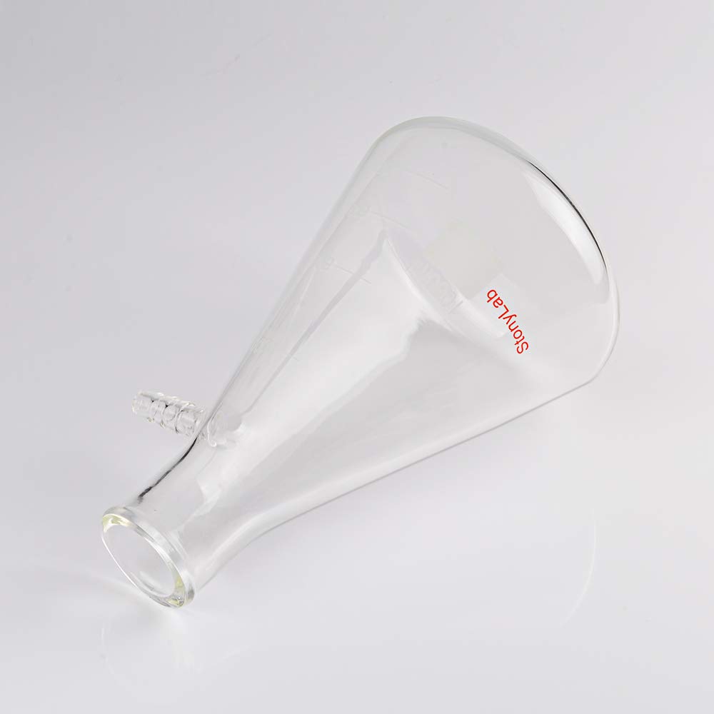 StonyLab 2er-Pack 1000 ml Borosilikatglas-Filterkolben, Glass Filtering Flask, Bolzenhals mit Röhrchen (1000 ml)