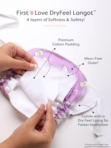 Image of SuperBottoms DryFeel Baby Langot 0-6 months l Organic Cotton Modern Baby Nappy l Mess-free Langot with Gentle Elastics l Super DryFeel Top Layer l Diaper-free Time Essential | 3 Pack