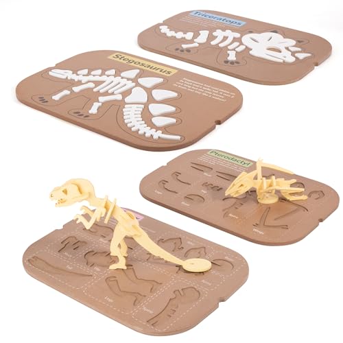 Image of Woodtoe 2 PCS Dinosaur Sensory Table Inserts, Double-Sided Dinosaurs Puzzle for Flisat Trofast, 3D Wooden Dinosaur Puzzle, Sensory Sand & Water Table Accessories, Science Toys STEM Kits for Kid Age 3+