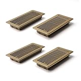 Bonshocon Floor Register 4x10 Inch,4 Pack Metal Floor Vents with Adjustable Louver,Sturdy Vent Covers for Home Office Mobile Home RV Floor,Walkable Floor Vent Covers for Living Room Bathroom,Brown