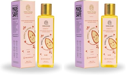 Image of Little Rituals SWEET ALMOND (BADAM OIL) Baby Massage Oil and Hair oil, Cold Pressed and Certified ORGANIC with SWISS Plant Actives. Dermatologist Tested by Pediatrics, Mild & Gentle & Safe (200 ML)