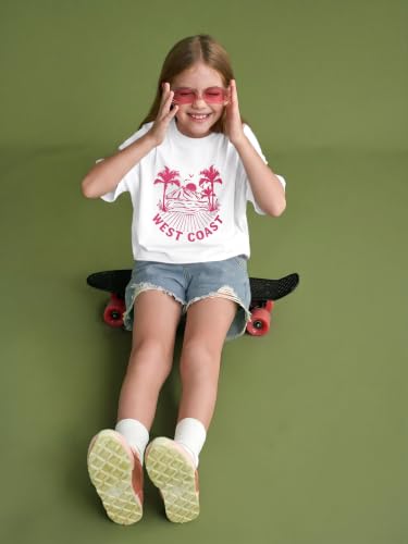 Image of Girls Athletic Oversized Crop Tops Kids Drop Shoulder Short Sleeve T Shirts Workout Tees 5-14 Years