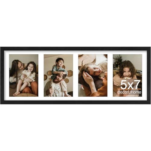 decorUhome 4 5x7 Picture frames Collage Wall Decor with Mat MD12BK