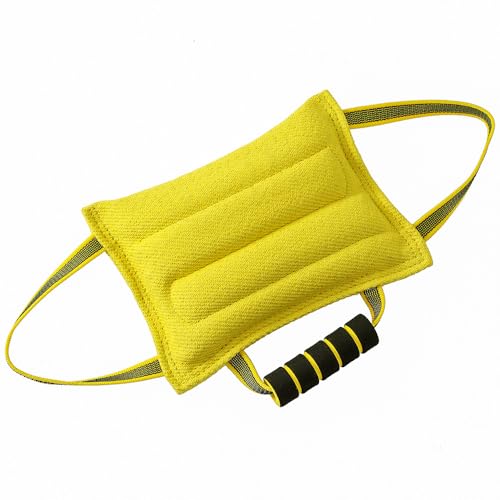 Hrlace Hundebisskissen 26 x 19cm, 3 Griffe, Kauspielzeug für Hunde, zum Trainieren und Spielen, Gelb