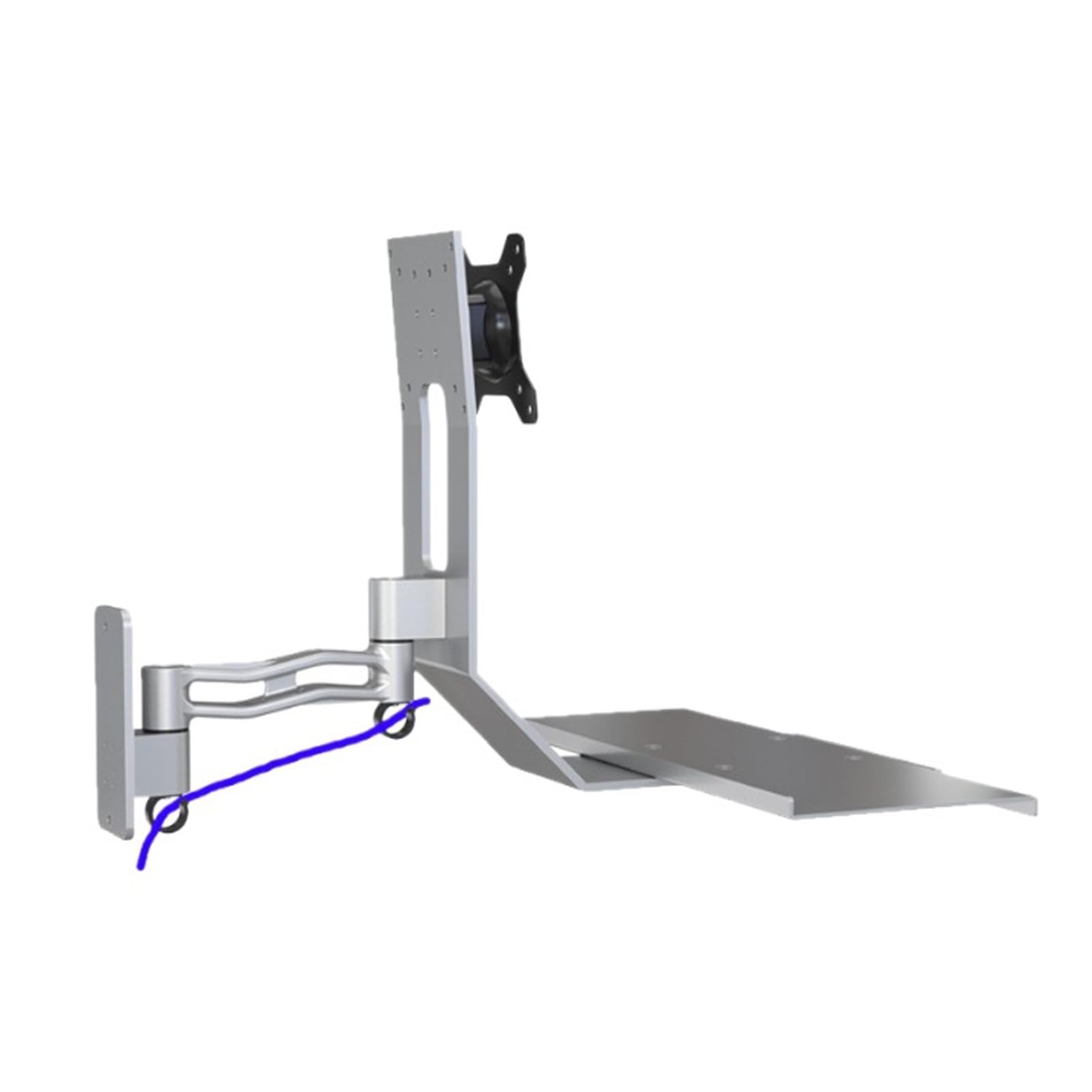 Fafeicy Stojak na Komputer, Regulowany Uchwyt Wyświetlacza ze Stopu Aluminium z półką na klawiaturę Zapewniający ergonomiczną przestrzeń roboczą