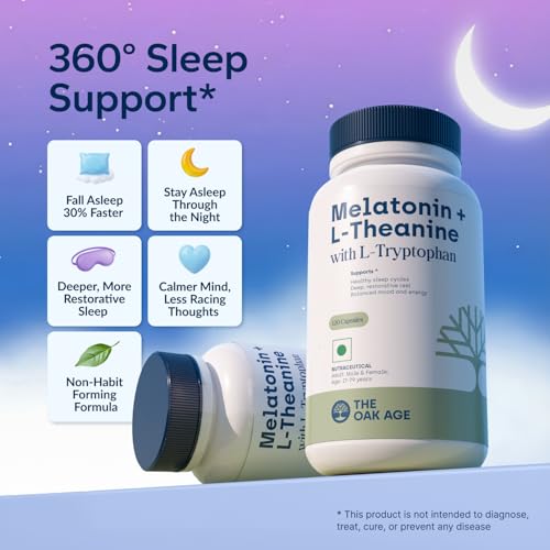 Image of Sleep Supplement with Melatonin, L Tryptophan & L Theanine for 360 Support for Sleep Onset, Continuity, Recovery | Includes Vit B6, Helps Fall Asleep, Stay Asleep, Wake Rested-60 servings