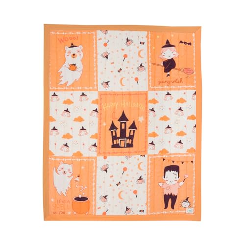Image of TIDY SLEEP Mulmul Cotton Baby Blanket - Super Soft & Lightweight Comforter for Newborns & Toddlers (0-2 Years) - Jaipuri Razai, All-Season Use, 110x90 cm - Halloween Print