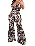 WDIRARA Women's Sexy Wide Leg Night Out Leopard Print Jumpsuits S