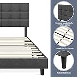 Yaheetech Polsterbett 140 x 200 cm Doppelbett mit Höhenverstellbarem Kopfteil, Stabiler Bettrahmen Stoffbett mit Lattenrost, Gepolstertes Bettgestell Jugendbett, Dunkelgrau