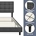 Yaheetech Polsterbett 140 x 200 cm Doppelbett mit Höhenverstellbarem Kopfteil, Stabiler Bettrahmen Stoffbett mit Lattenrost, Gepolstertes Bettgestell Jugendbett, Dunkelgrau