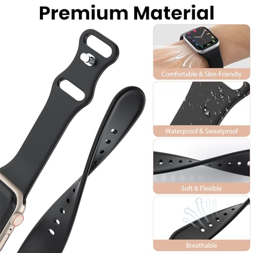 Kounlsyam 6 Pack Bands Compatible with Apple Watch Band 49mm 45mm 44mm 42mm 41mm 40mm 38mm for Women Men, Sport Silicone Breathable Replacement Strap for iWatch Series Ultra 9 8 SE 7 6 5 4 3 2 1