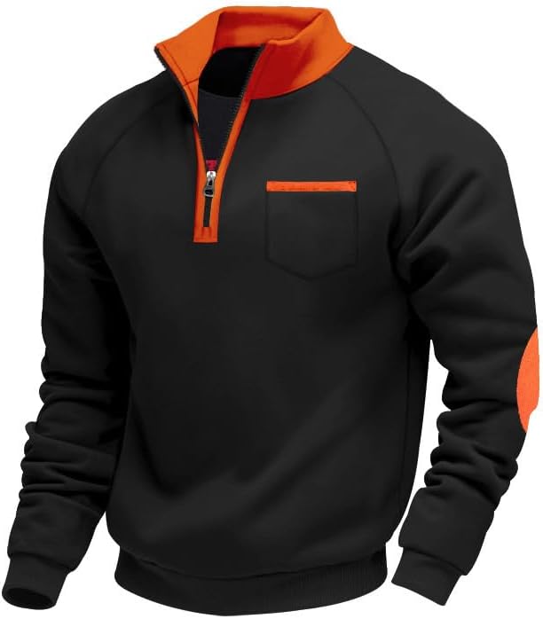 Scapodo Men's Quarter Zip Pullover - Stand Collar Sweatshirt with Pockets Casual Wear for Vacation Daily Use