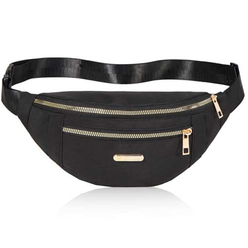 Fanny Pack Waist Pack for Women, Cross Body Bag Jogging Pouch Belt Bag for Outdoors Traveling Hiking - Black