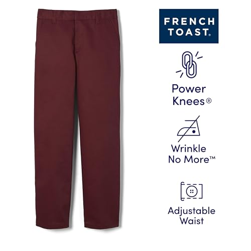 Image of French Toast Boys' Adjustable Waist Relaxed Fit Twill Pant | school uniform pants, no need to iron, double knees for durability, typically fit boys ages 2-14