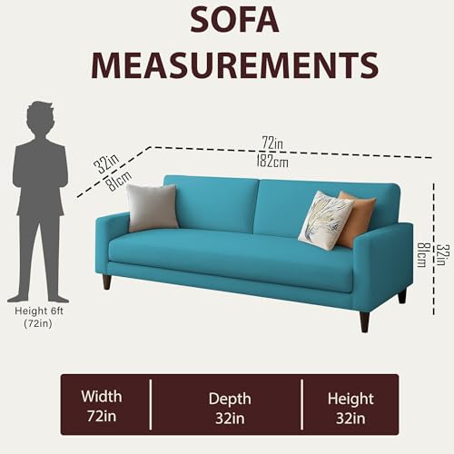 Image of Kathleen 3 Seater Sofa Set for Living Room - Foldable Convertible Couch Furniture for Home, Office or Guest Use, Modern Designer Stylish Comfortable (Turquise)