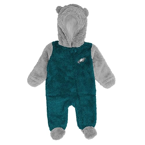 Image of Outerstuff Newborn & Infant NFL Game Nap Teddy Fleece Bunting Full-Zip Sleeper