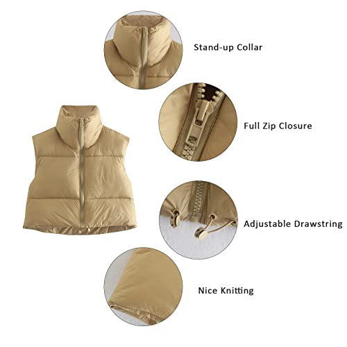 Durio Black Cropped Puffer Vest Women Lightweight Womens Puffy Vest Sleeveless Padded Vest Jacket For Women Black Medium #TOP2