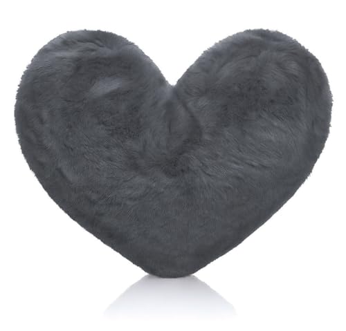 Brandsseller Herz-Kissen aus Plüsch 40x30 cm – Kuscheliges Dekokissen, Romantisches Geschenk zum Geburtstag, Valentinstag oder Muttertag – Weiches Zierkissen für Sofa, Bett und Reisen - Schwarz