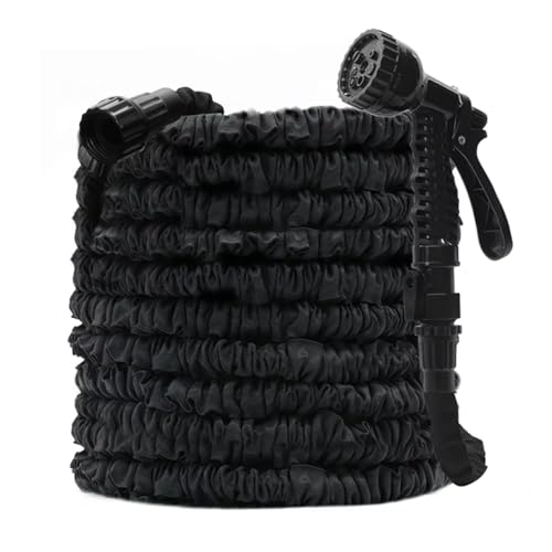 YFFSFDC 伸びるホース 5m→15m 散水 ノズル付き 軽量 伸縮性 洗車・園芸・ガーデニングに最適 3倍に伸びる柔軟ホース 収納簡単 7パターン切替可能 高耐久 三重構造 水やり 庭掃除 洗車用 マジック