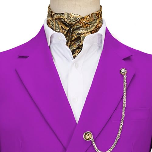 Image of Men's 2 Piece Suit with Metal Clasp Slim Fit Suit Stylish Business Pants Casual Wedding Grooms Tuxedo Suit